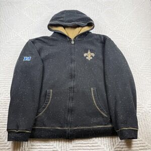 New Orleans Saints Hoodie Mens Large Black NFL Football Sherpa Lined Zip Thick